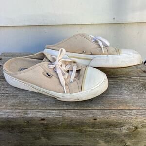 Vintage Y2K Nike Hermosa Tan Beige Canvas Platform Slides Mules Size 9.5